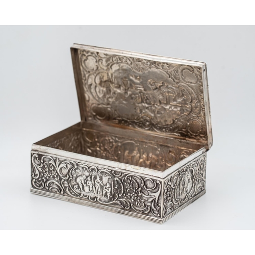 872 - Dutch Silver Box with Hinged Cover Approximately 5 Inches Wide Attractively Detailed