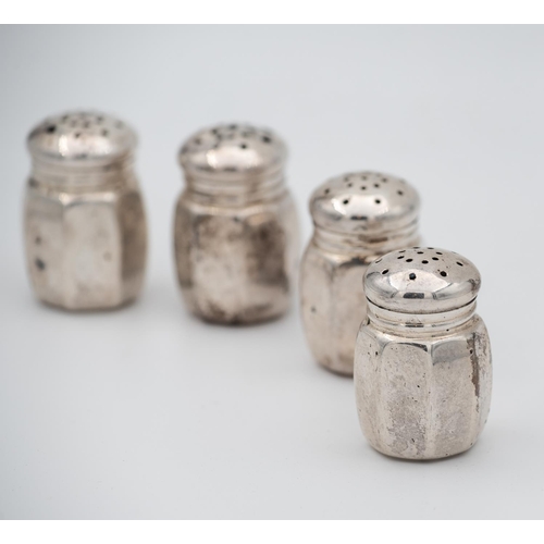 875 - Set of Four Silver Salt and Peppers with Rest