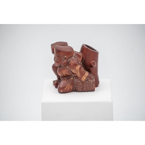 889 - Japanese Carved Man Wood Netsuke