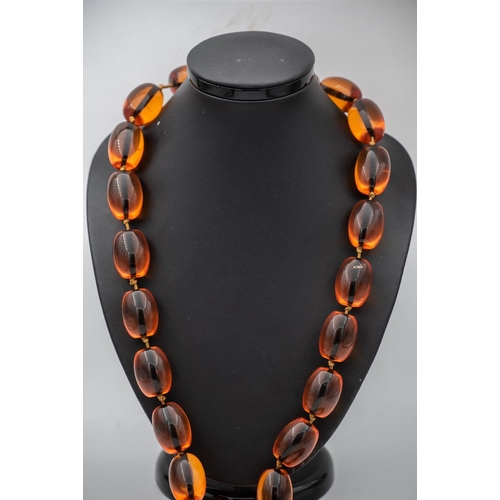 900 - Ladies Orange Amber Design Beaded Necklace