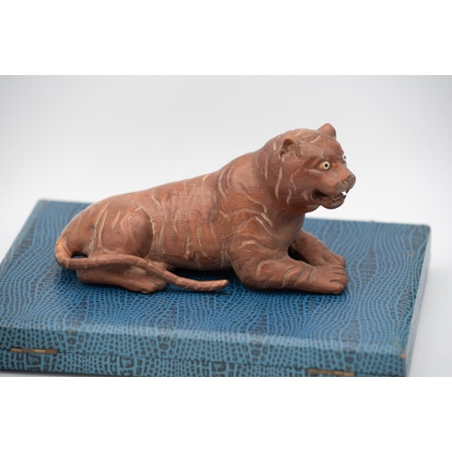 908 - Japanese Carved Wood Figure of Tiger