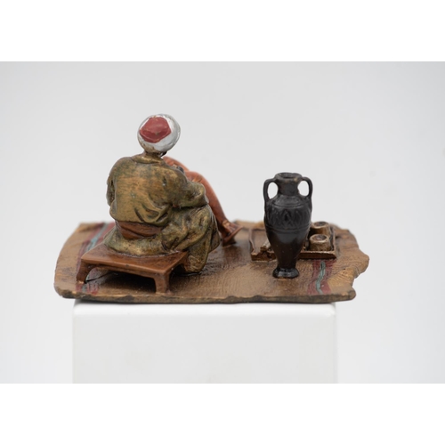 909 - Vienna Cold Painted Bronze Figure of Arab Man Painting