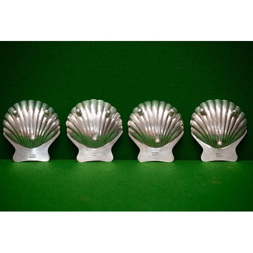 925 - Set of Four Silver Scallop Shell Motif Salts