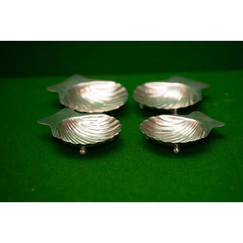 925 - Set of Four Silver Scallop Shell Motif Salts