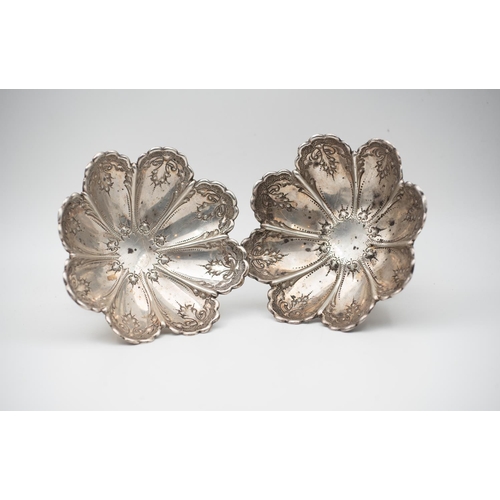 927 - Pair of Silver Sweet Meat Dishes Pedestal Form Attractively Detailed