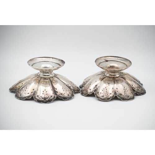 927 - Pair of Silver Sweet Meat Dishes Pedestal Form Attractively Detailed