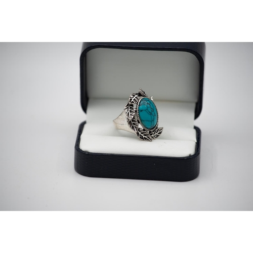 937 - Turquoise Silver Mounted Gents Ring