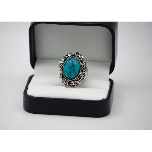 937 - Turquoise Silver Mounted Gents Ring