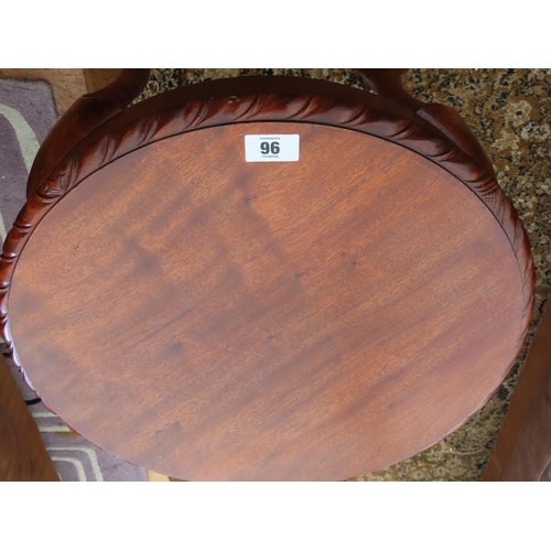 96 - Mahogany Side Table with Carved Gadrooned Edging above Ball and Claw Supports  Approximately 20 Inch... 