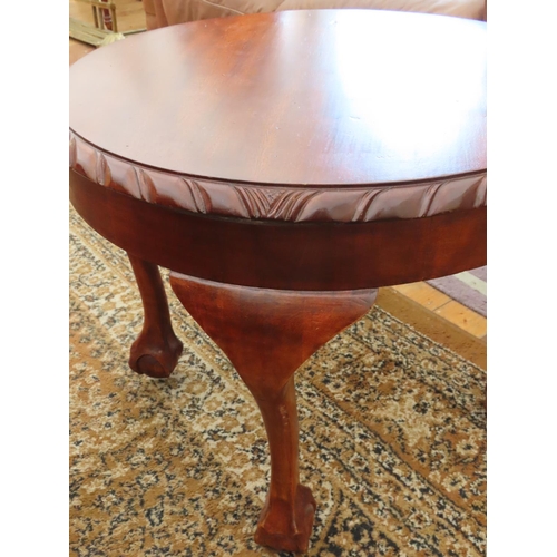 96 - Mahogany Side Table with Carved Gadrooned Edging above Ball and Claw Supports  Approximately 20 Inch... 