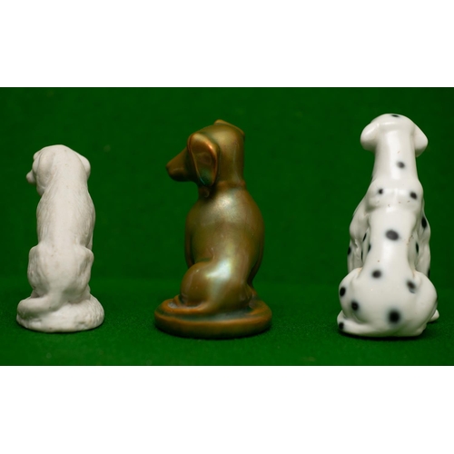 964 - Three Porcelain Dog Figures Tallest Approximately 3 Inches High