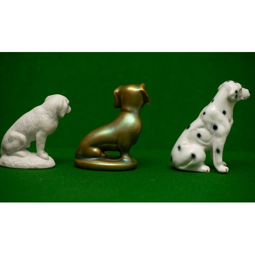 964 - Three Porcelain Dog Figures Tallest Approximately 3 Inches High