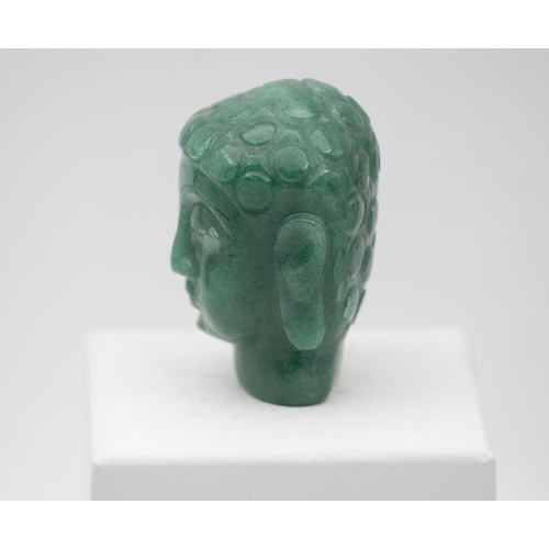 971 - Carved Jade God Head with Unusual Incised Detailing Approximately 3 Inches High