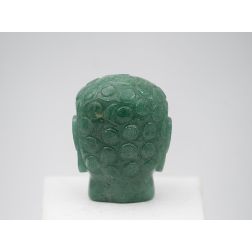 971 - Carved Jade God Head with Unusual Incised Detailing Approximately 3 Inches High