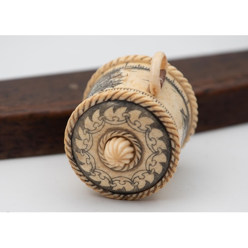 993 - Carved Bone Tape Measure with Tape