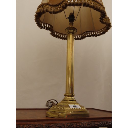 101 - Vintage Brass Colum Table Lamp with Tassel Shade Approximately 30 Inches Tall