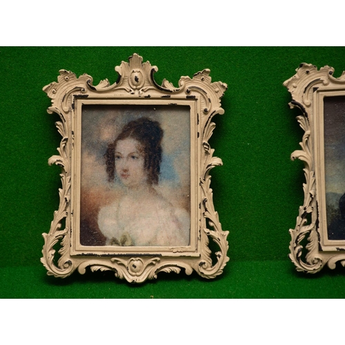 1006 - Pair of Portrait Miniatures Contained within Detailed Frames