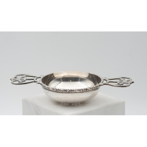 1032 - Silver Tea Strainer Twin Handled