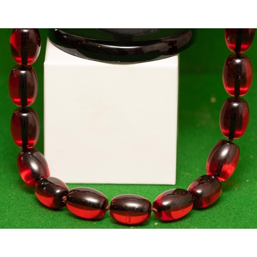 1034 - Cherry Red Ladies Amber Bead Necklace