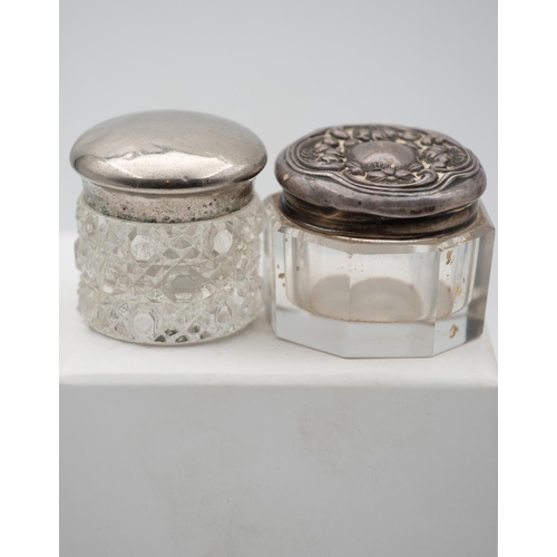 1041 - One Silver Top Crystal Desk Jar and Another