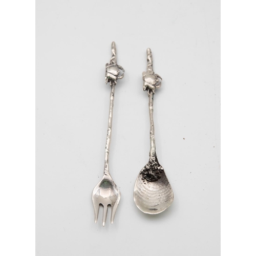 1055 - Pair of Silver Crab Spoons