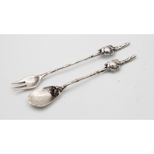 1055 - Pair of Silver Crab Spoons