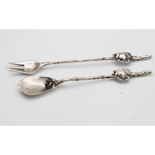 1055 - Pair of Silver Crab Spoons