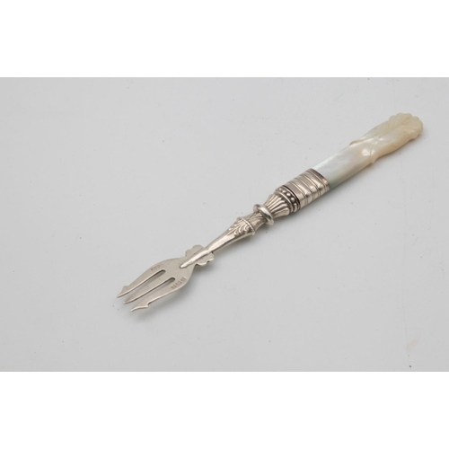 1058 - Silver Pickle Fork with Mother of Pearl Handle