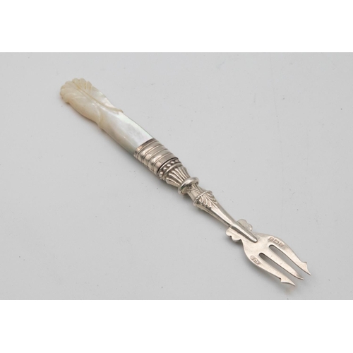 1058 - Silver Pickle Fork with Mother of Pearl Handle