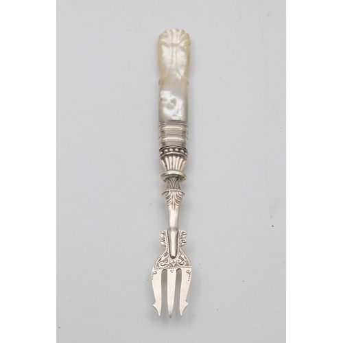 1058 - Silver Pickle Fork with Mother of Pearl Handle