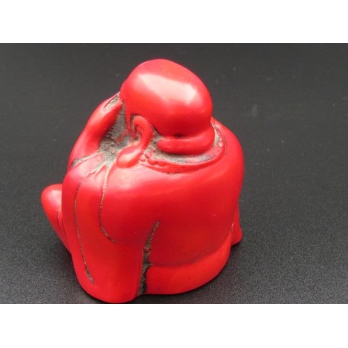 510 - Red Coral Buddha 12cm High x 8cm