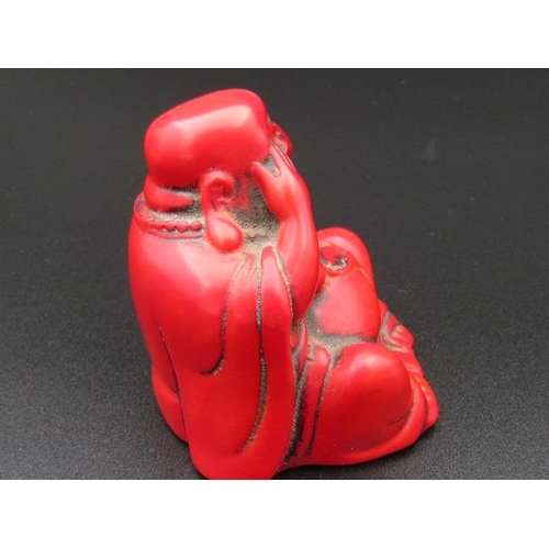 510 - Red Coral Buddha 12cm High x 8cm