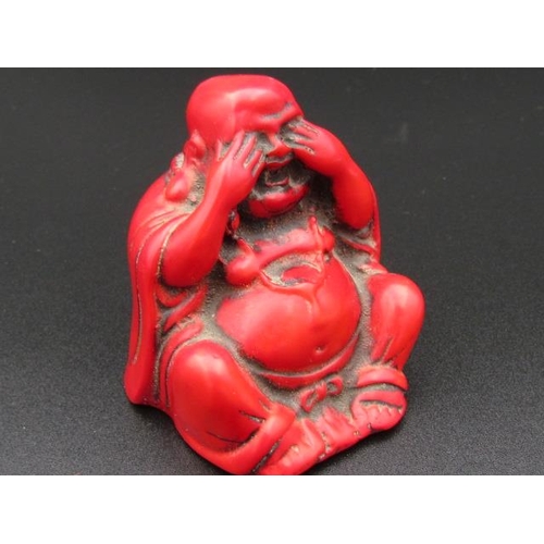 510 - Red Coral Buddha 12cm High x 8cm