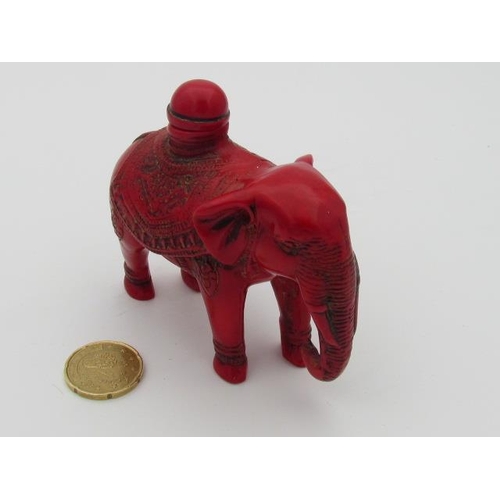 539 - Perfume Bottle in Shape of Elephant Made From Red Coral