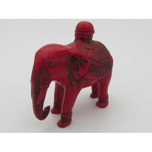 539 - Perfume Bottle in Shape of Elephant Made From Red Coral