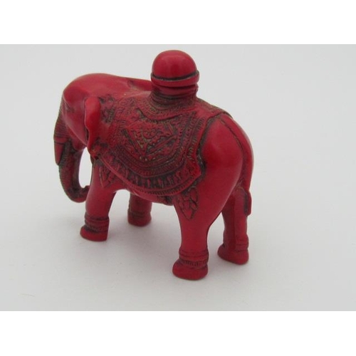 539 - Perfume Bottle in Shape of Elephant Made From Red Coral