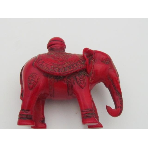 539 - Perfume Bottle in Shape of Elephant Made From Red Coral