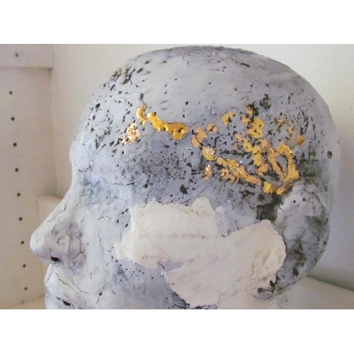 545 - Ceramic Bust by Gemma Dardis Titled 'Cannot Be Fixed' Ceramic with Glaze Gold Leaf 30cm High x 40cm ... 