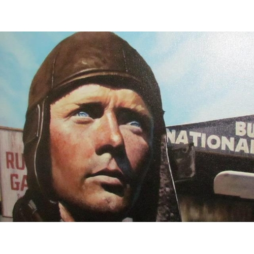 546 - Unique Canvas Print by Master Painter Mike Hamblin Titled 'Butte National Airport with Charles Lindb... 