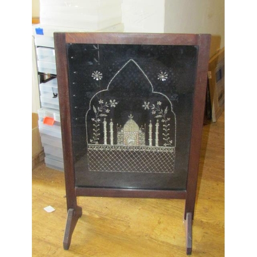 550 - Silk Fire Screen in Very Good Condition Hand Stitched 80cm x 50cm