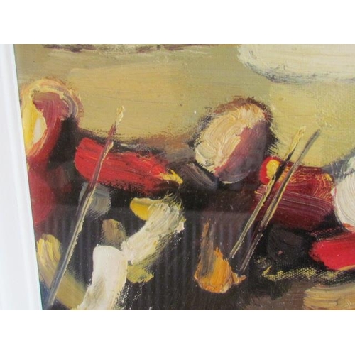 554 - Oil Painting Titled 'Orchestra' Oil on Board Signed in Monogram BB Possibly Brian Behan 35cm x 25cm