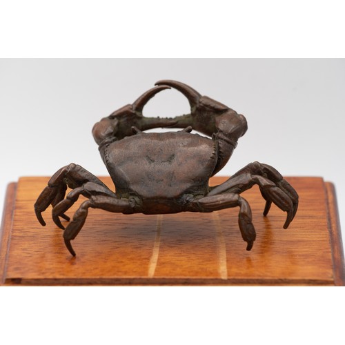 1000 - Large Japanese Bronze Crab Figure Attractively Detailed Signed with Impressed Workshop Mark to Base