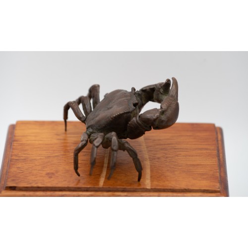 1000 - Large Japanese Bronze Crab Figure Attractively Detailed Signed with Impressed Workshop Mark to Base