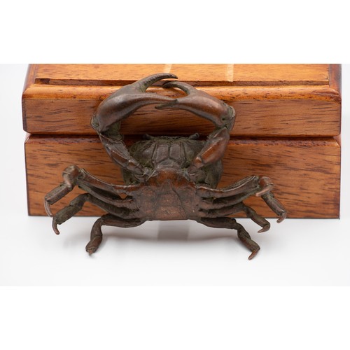 1000 - Large Japanese Bronze Crab Figure Attractively Detailed Signed with Impressed Workshop Mark to Base