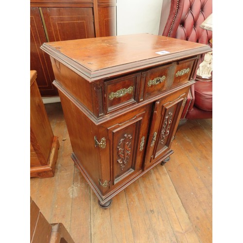 2747 - Antique Mahogany Cabinet of Attractive Form Six Single Drawers over Cupboard Base Original Brass Fit... 