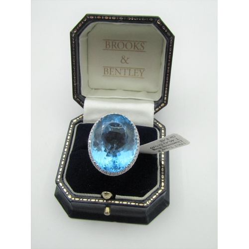 108 - Topaz Centre Stone Ladies Statement Ring with Diamond Decorated Shoulders Split Shank Topaz 46 Carat... 