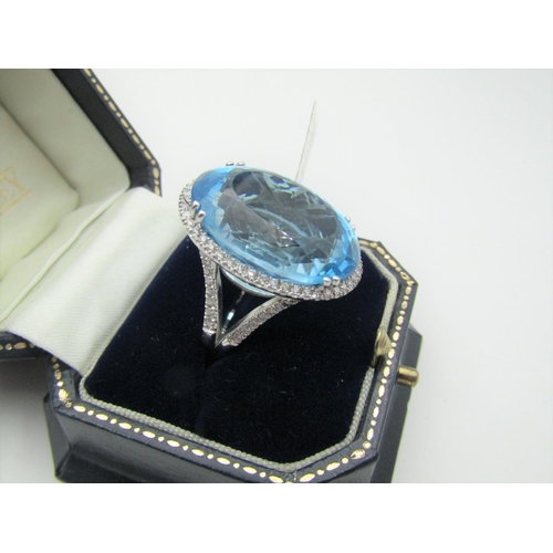 108 - Topaz Centre Stone Ladies Statement Ring with Diamond Decorated Shoulders Split Shank Topaz 46 Carat... 