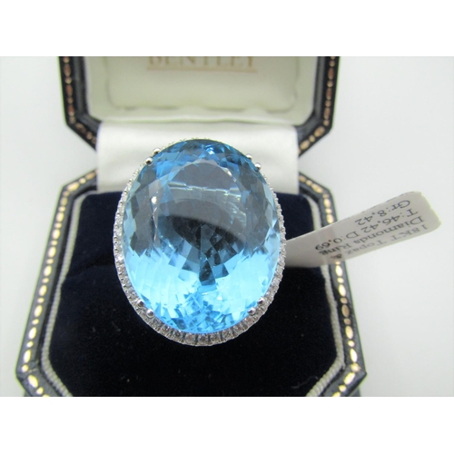 108 - Topaz Centre Stone Ladies Statement Ring with Diamond Decorated Shoulders Split Shank Topaz 46 Carat... 