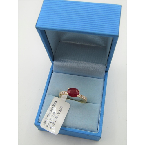 112 - Oval Cut Ruby Centre Stone Ring Mounted on 18 Carat Yellow Gold Ruby Approximately 2.2 Carats with F... 