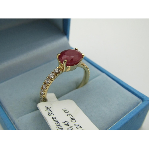 112 - Oval Cut Ruby Centre Stone Ring Mounted on 18 Carat Yellow Gold Ruby Approximately 2.2 Carats with F... 